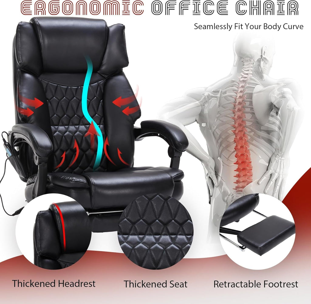 6-Point Massage Chair w/Footrest, Vibration & Heat