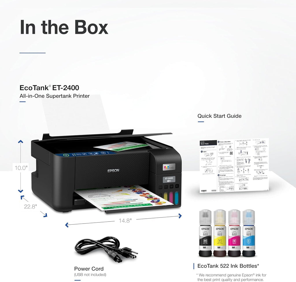 Ecotank ET-2400 Wireless Color All-In-One Cartridge-Free Printer