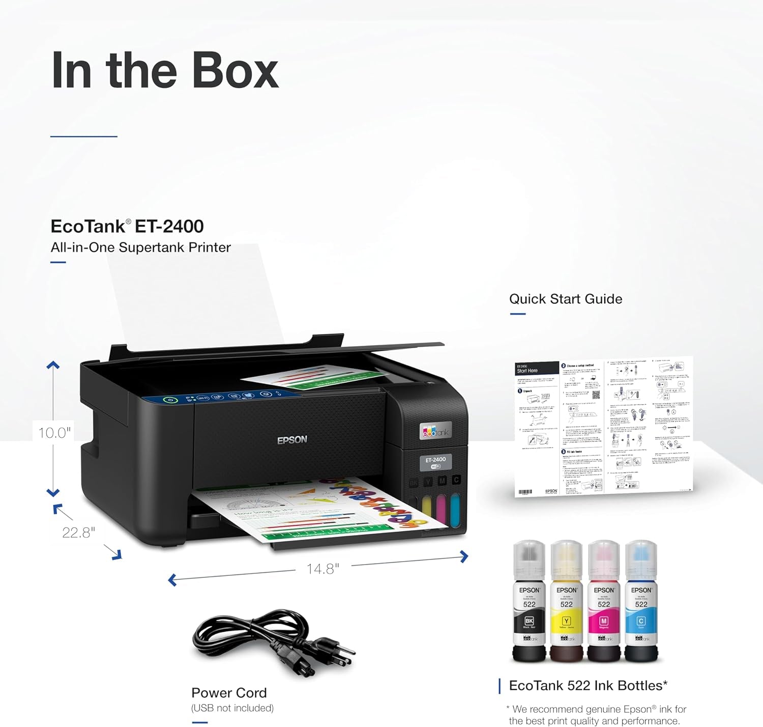 Ecotank ET-2400 Wireless Color All-In-One Cartridge-Free Printer