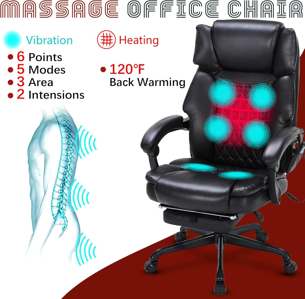 6-Point Massage Chair w/Footrest, Vibration & Heat