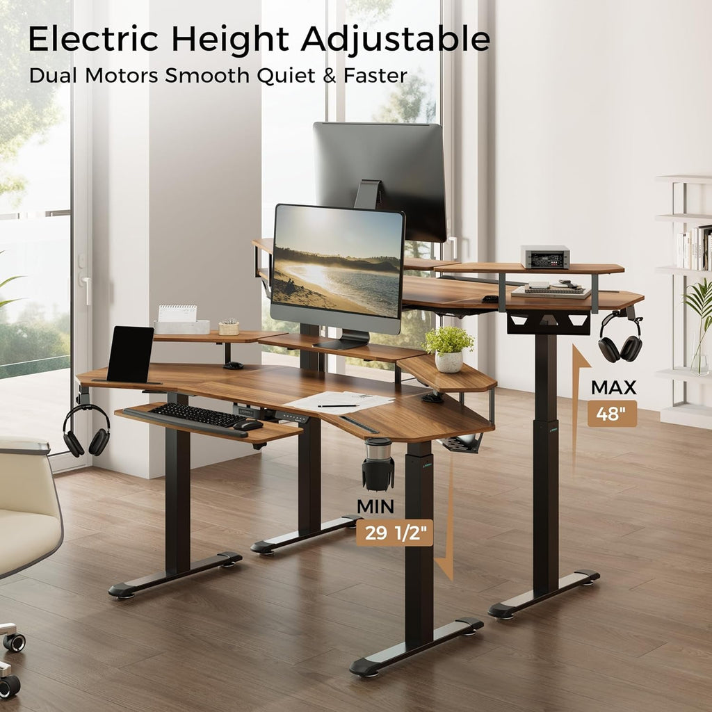 72" Standing Electric Adjustable Height Desk w/Tray