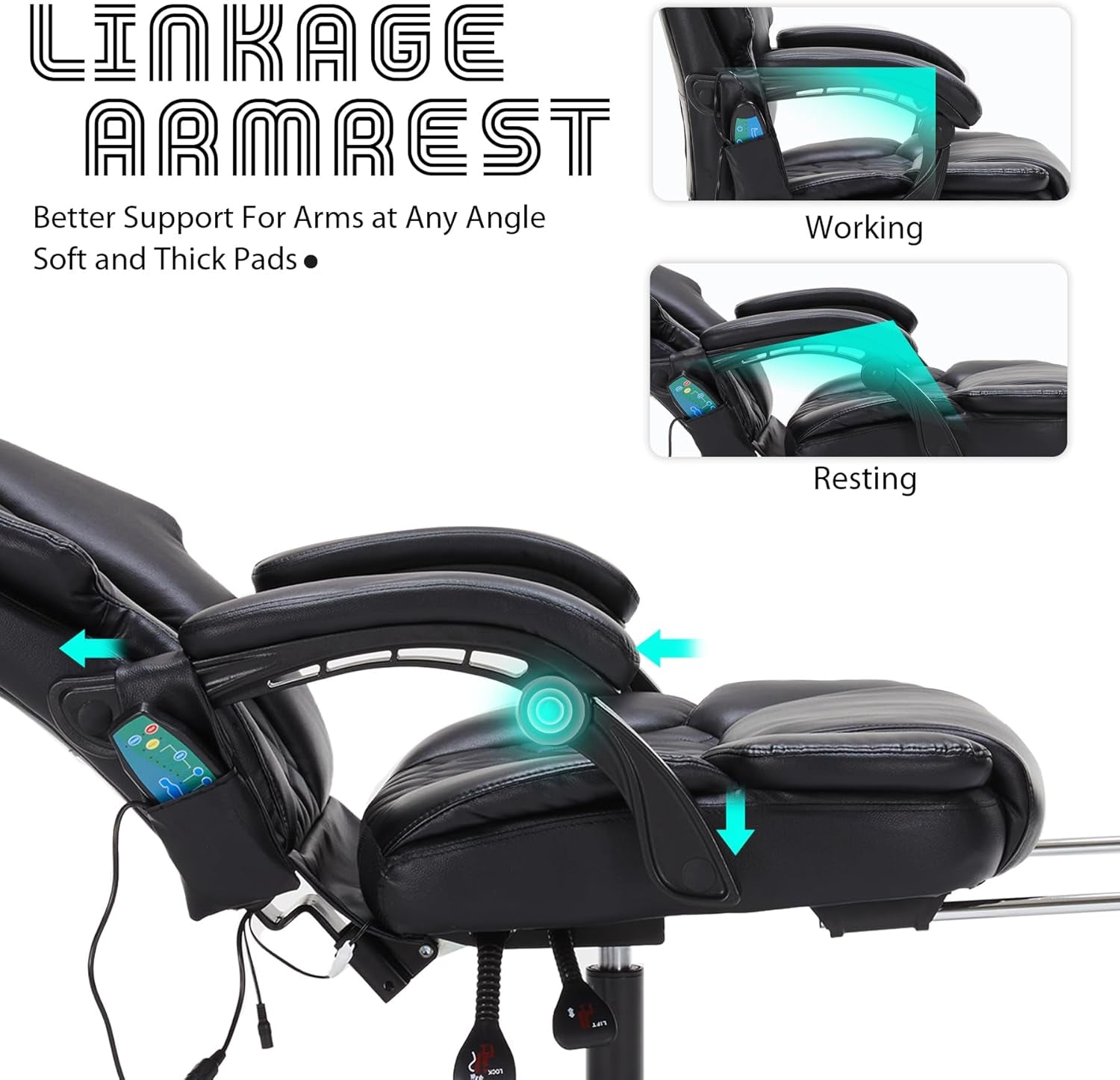 6-Point Massage Chair w/Footrest, Vibration & Heat