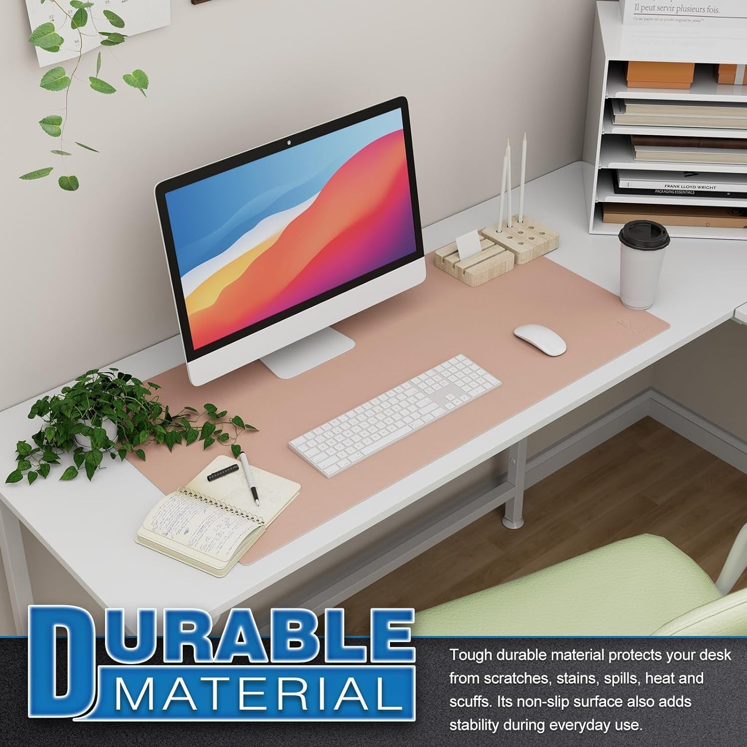 Large Office Leather Desk Mat w/Writing Pad