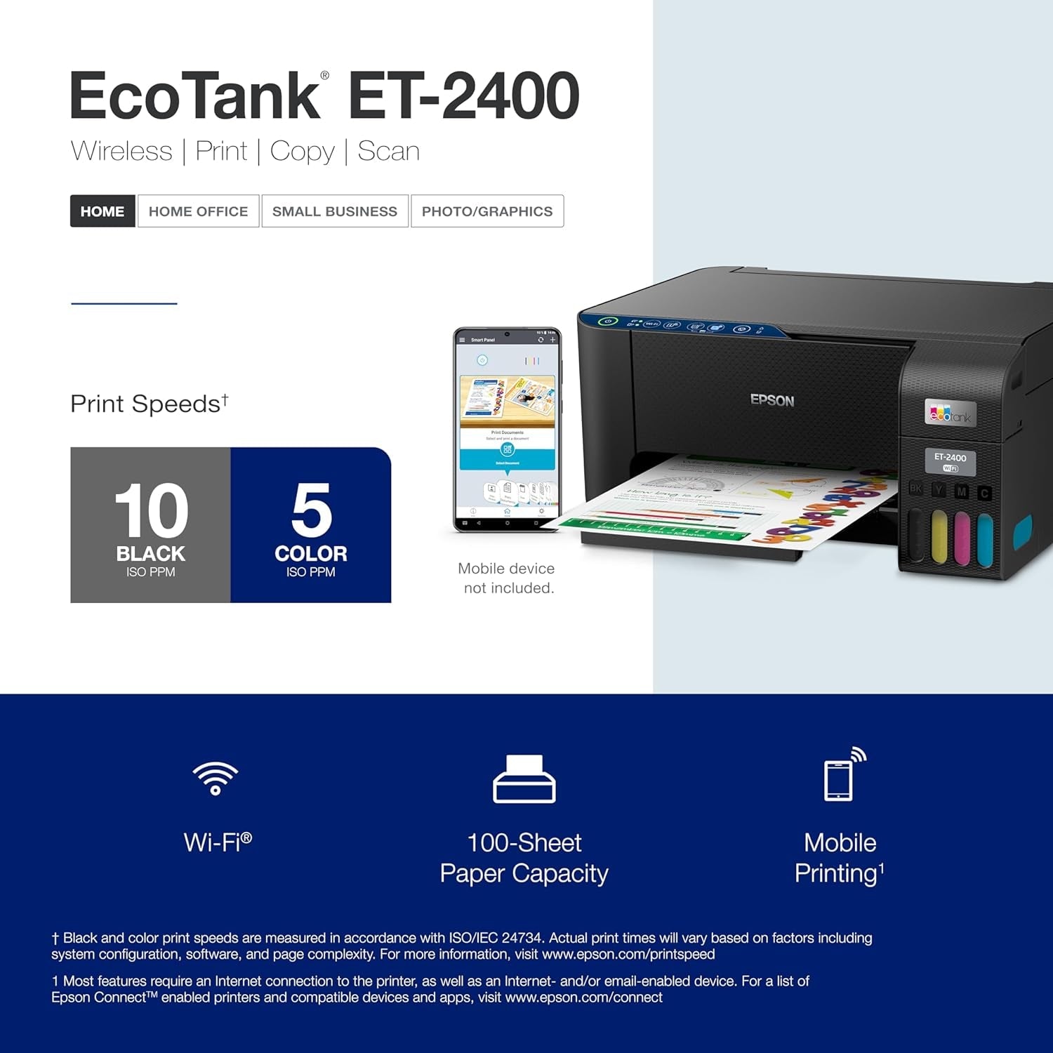 Ecotank ET-2400 Wireless Color All-In-One Cartridge-Free Printer