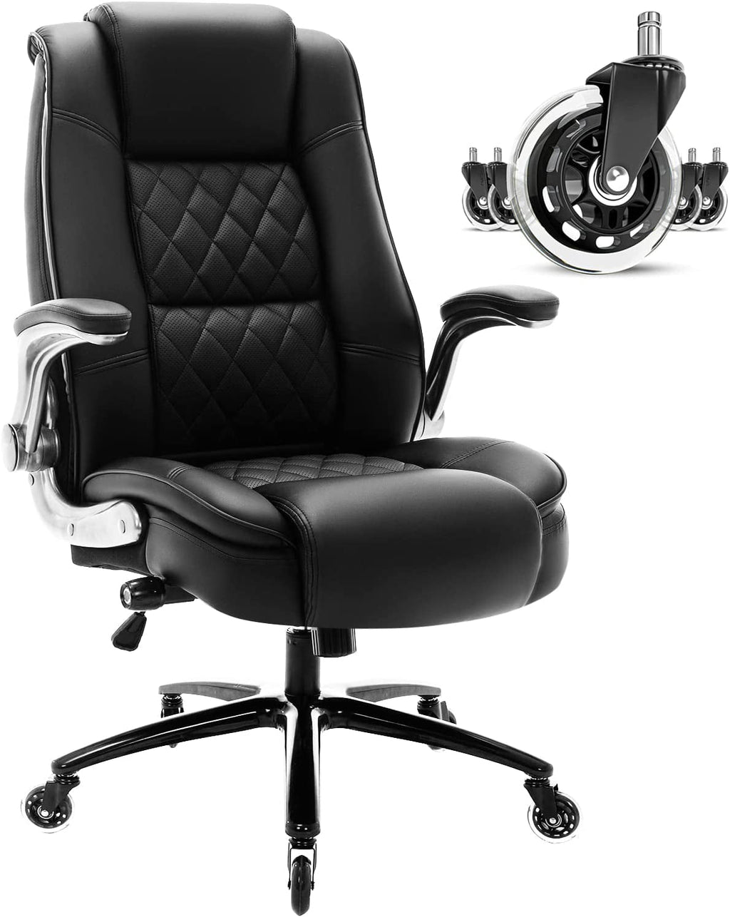 Adjustable High-Back Chair w/Flip Arms & Lumbar