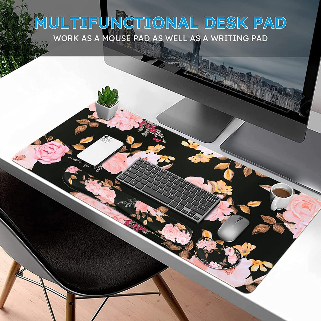 Memory Foam Extended Mouse Pad + Keyboard Wrist Rest
