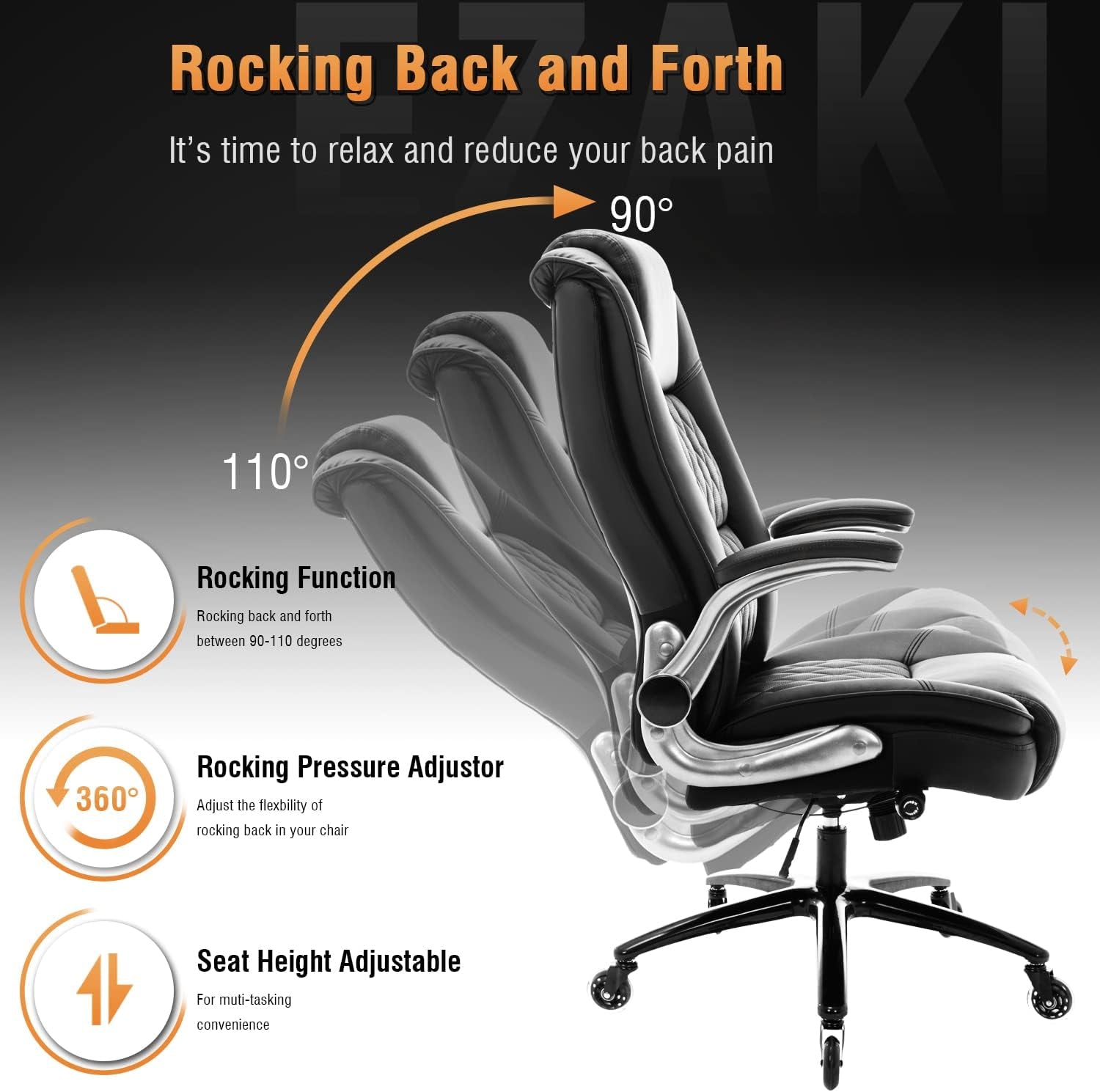 Adjustable High-Back Chair w/Flip Arms & Lumbar