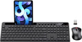 Ergonomic Wireless Keyboard & Mouse Combo w/Tablet Holder