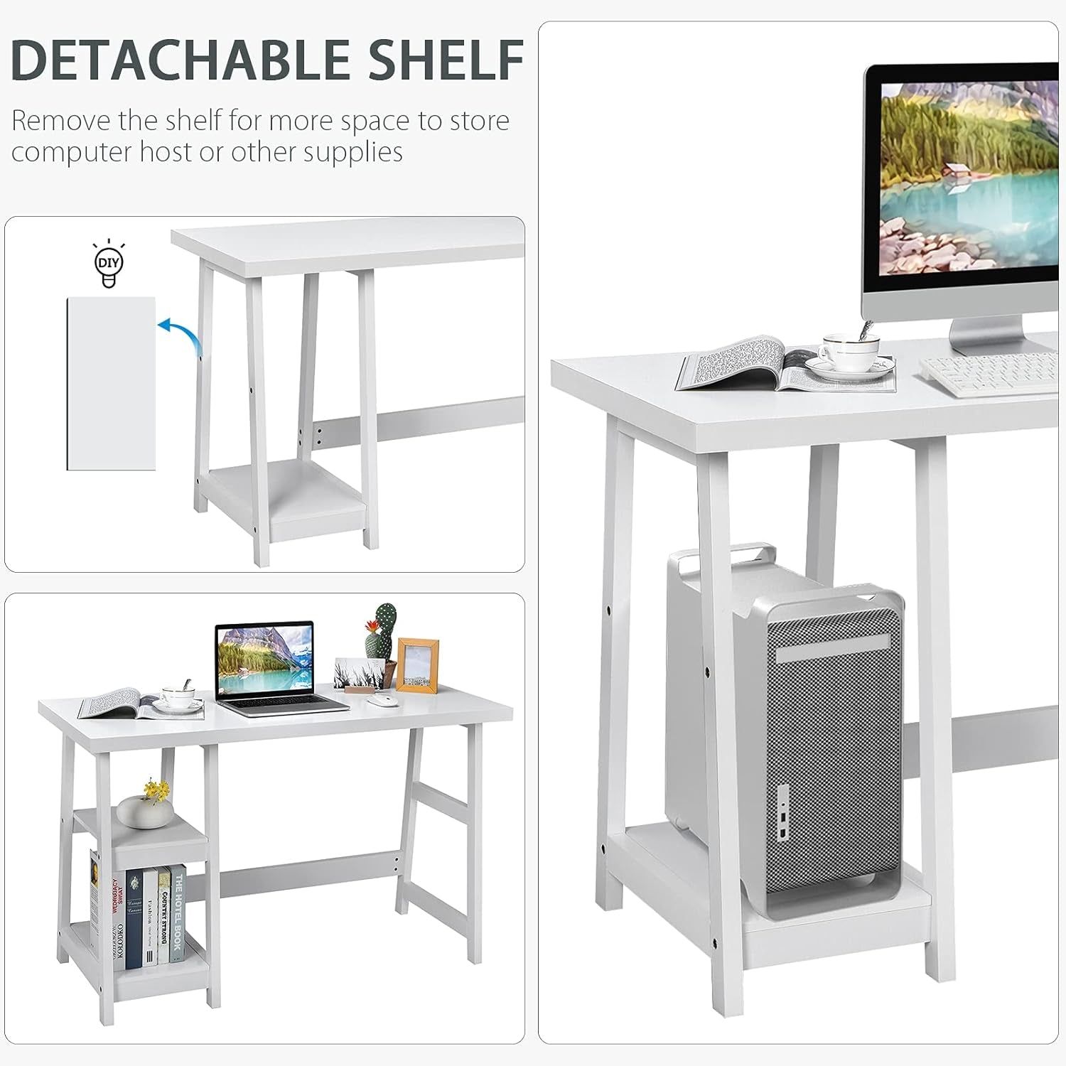 Modern Trestle Desk with Shelves