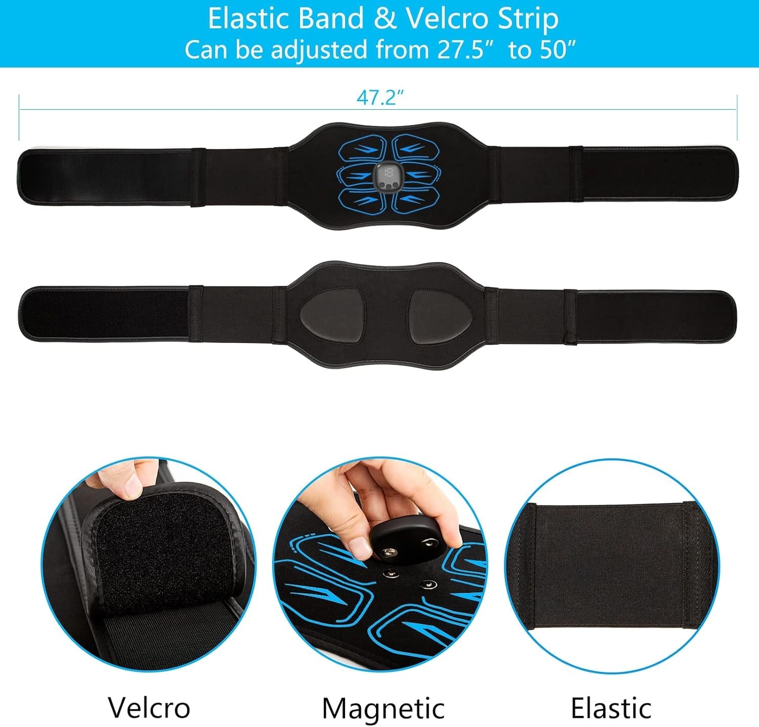 EMS Ab Stimulator Belt – Home/Office Use (Blue)