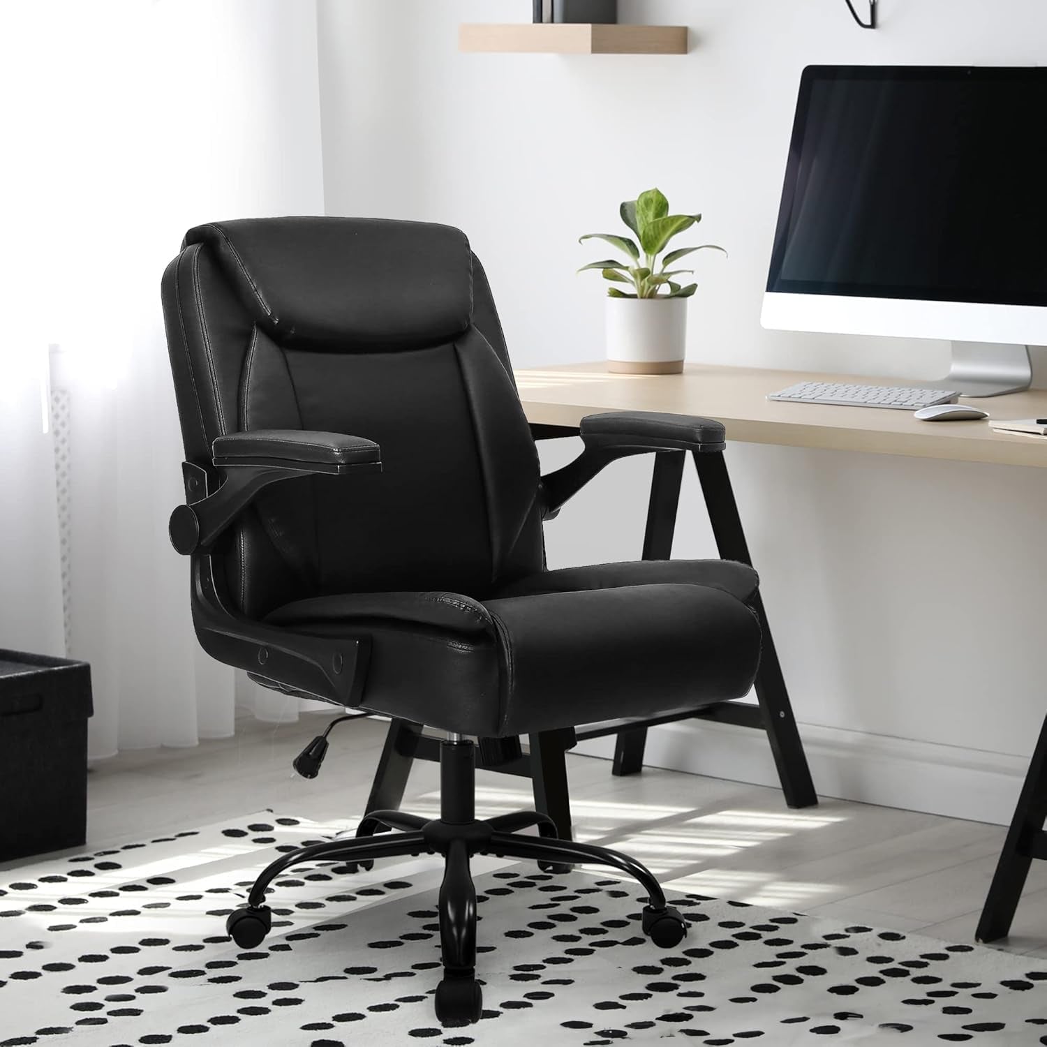 Ergonomic Leather Adjustable Mid-Back Chair
