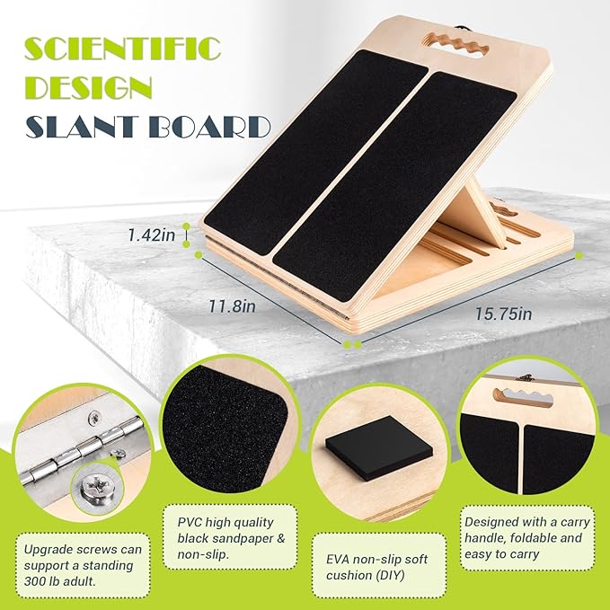MobilEase™ 2-in-1 Balance + Portable Wooden Slant Board