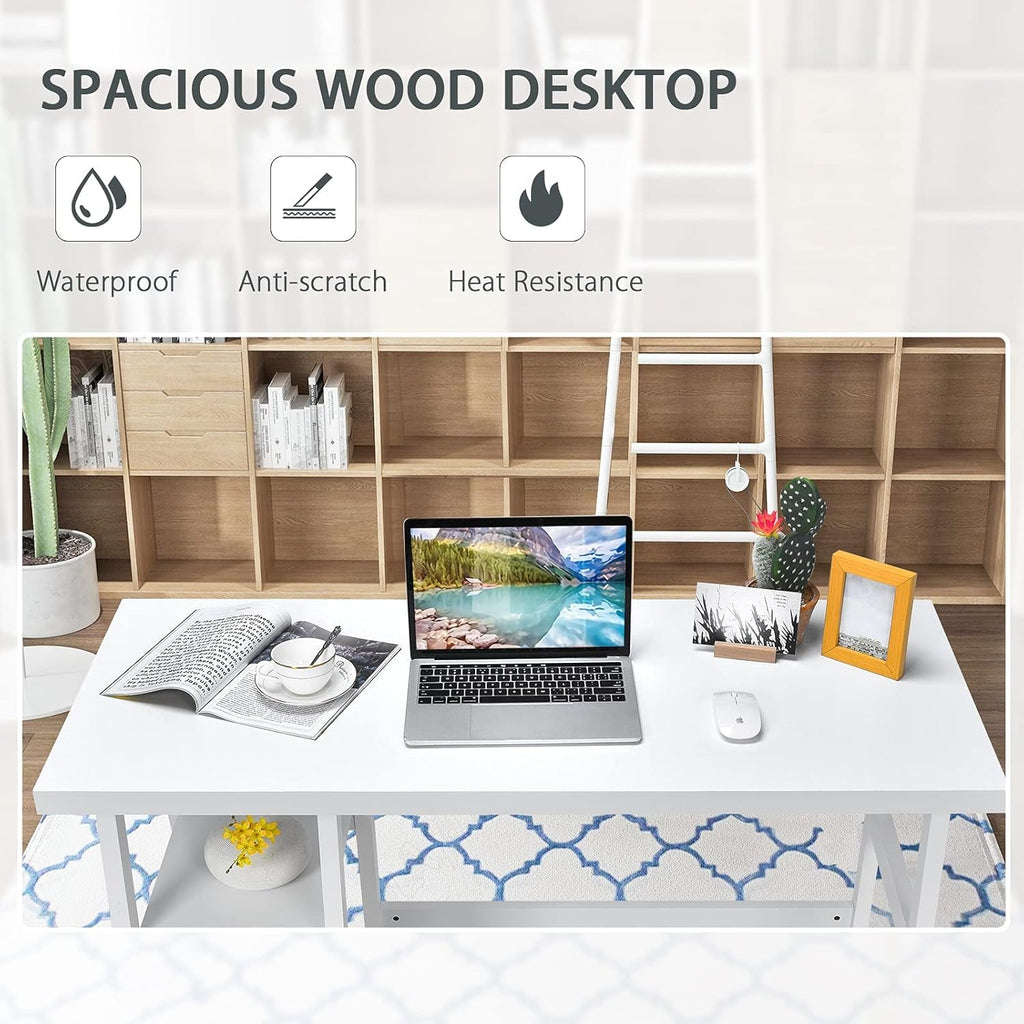 Modern Trestle Desk with Shelves