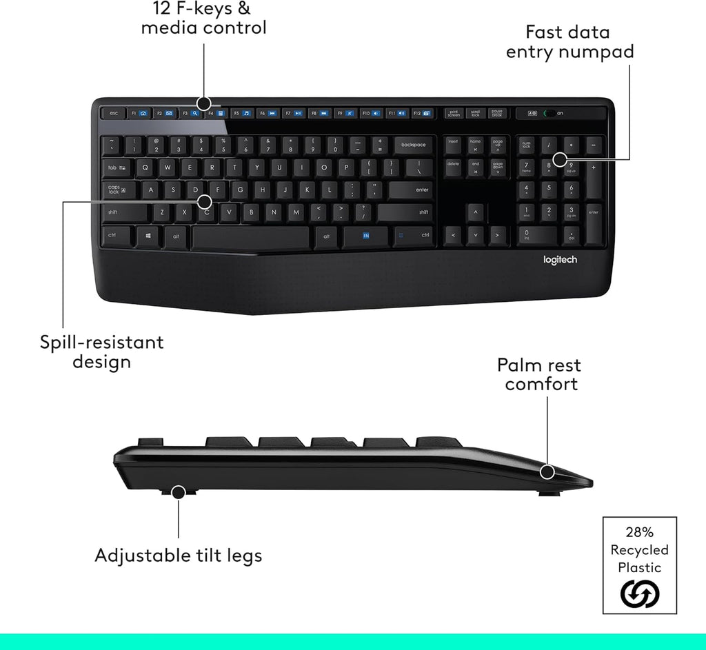 Logitech MK345 Wireless Keyboard & Mouse Combo w/Palm Rest