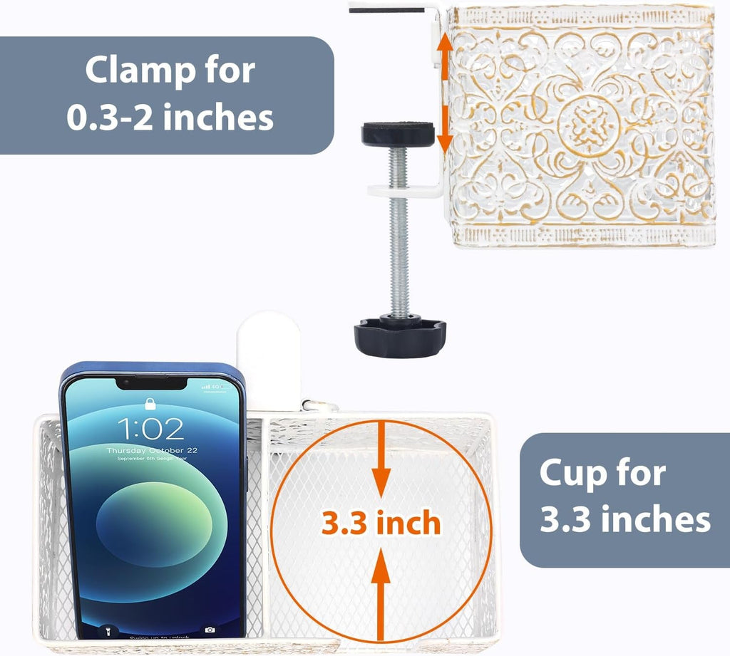 Desk Organizer with Clip, Pencil, Phone Holders & Beverage Storage