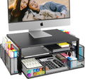 Dual-Tier Monitor Stand with Drawer & 2 Pen Holders