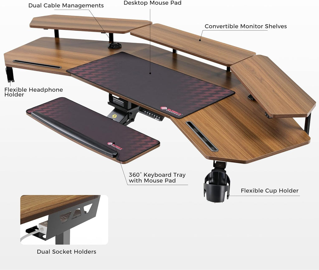 72" Standing Electric Adjustable Height Desk w/Tray