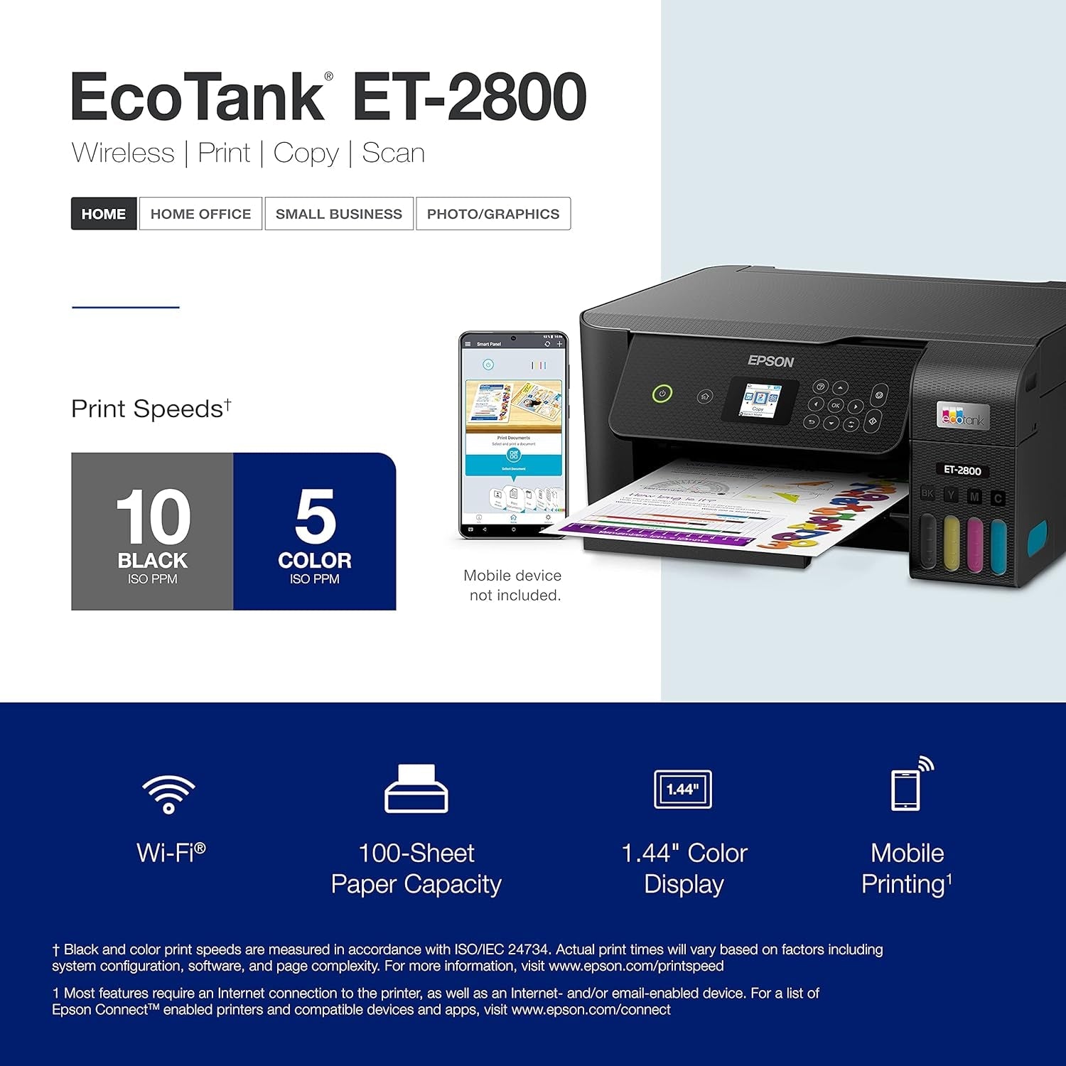 Ecotank ET-2800 Wireless Cartridge-Free Printer w/Scan & Copy