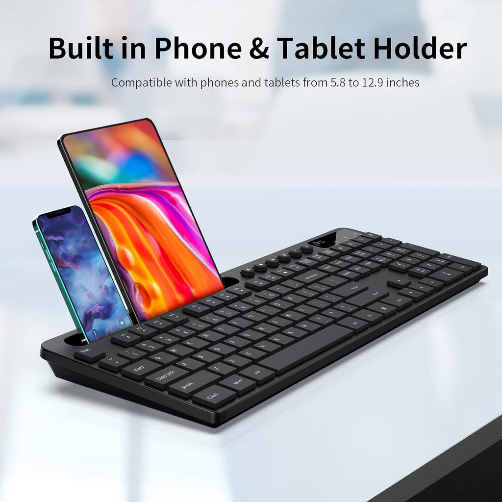 Ergonomic Wireless Keyboard & Mouse Combo w/Tablet Holder
