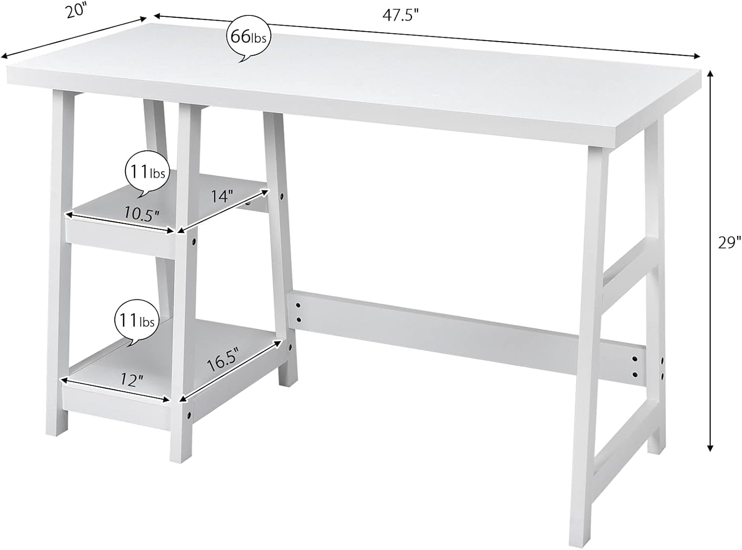 Modern Trestle Desk with Shelves