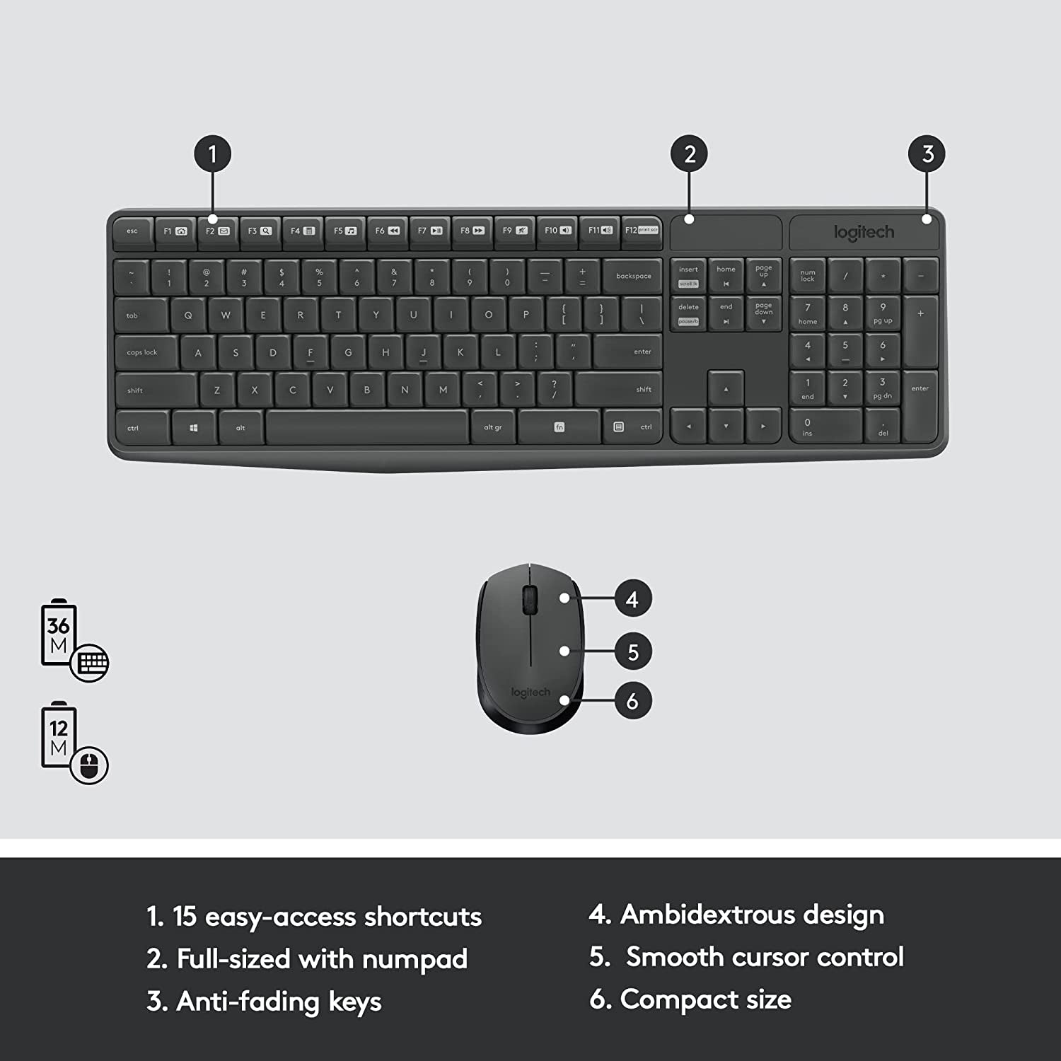 MK235 Wireless Keyboard & Mouse Combo for PC