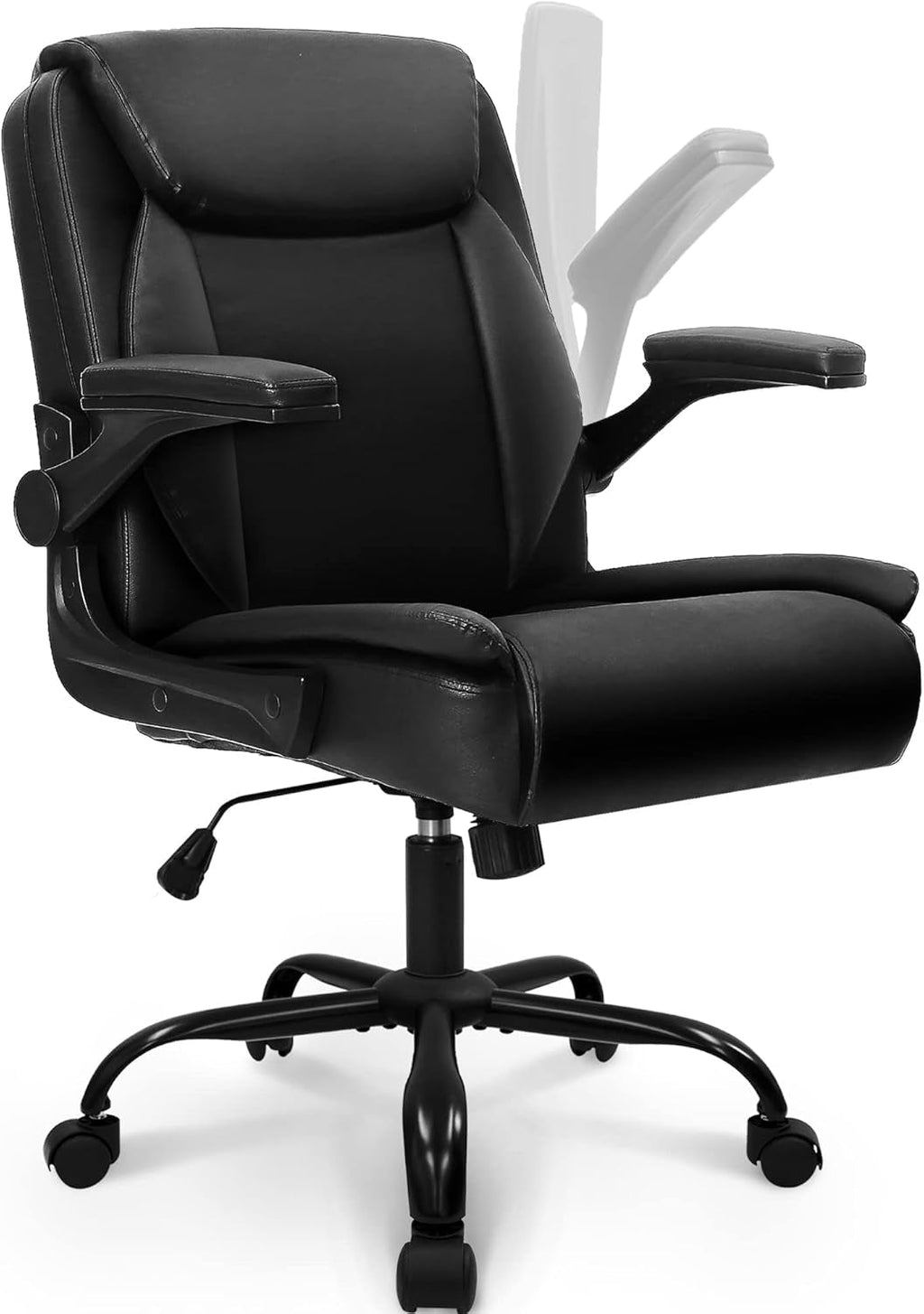 Ergonomic Leather Adjustable Mid-Back Chair