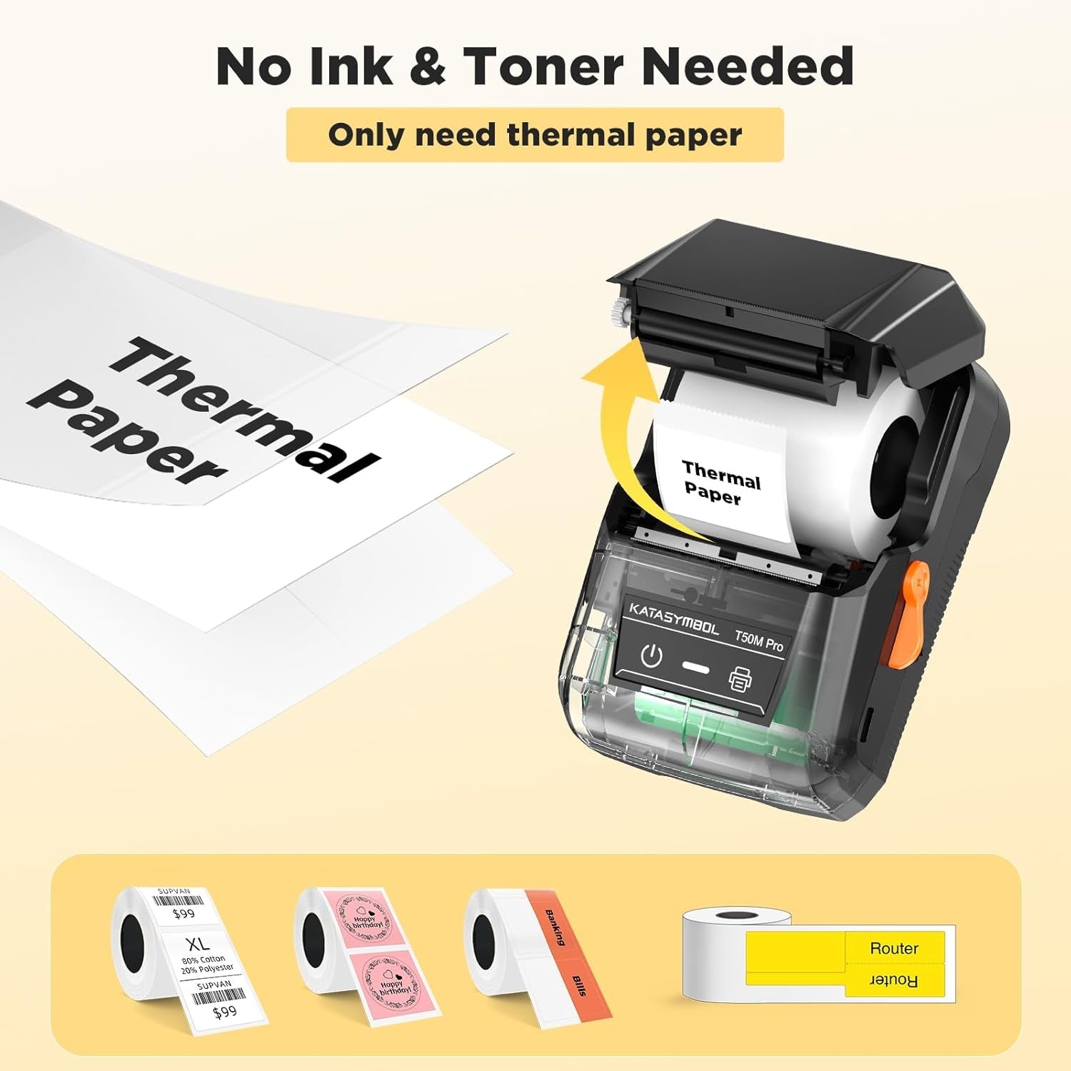 T50M Pro Bluetooth Label Maker Machine with Tape