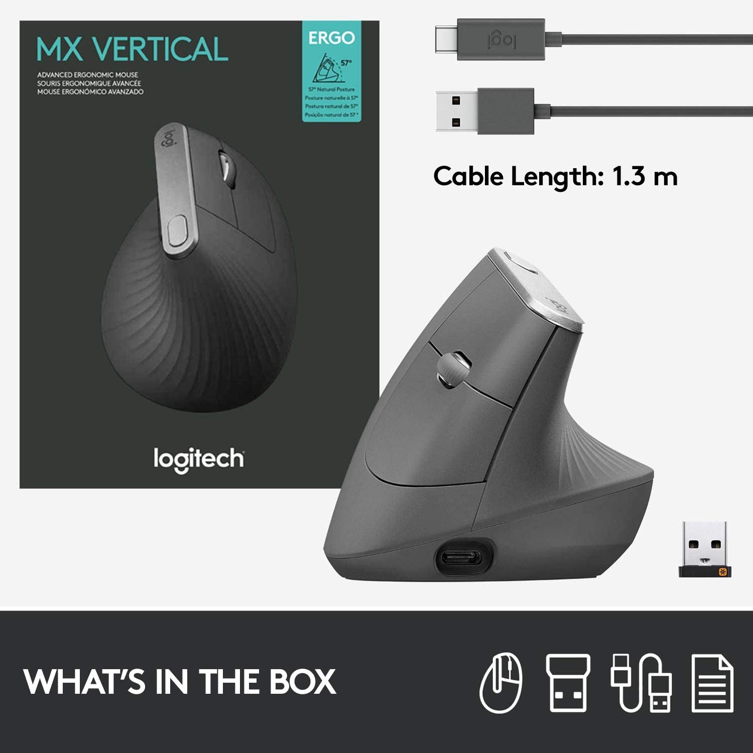 Rechargeable MX Ergonomic Vertical Wireless Mouse
