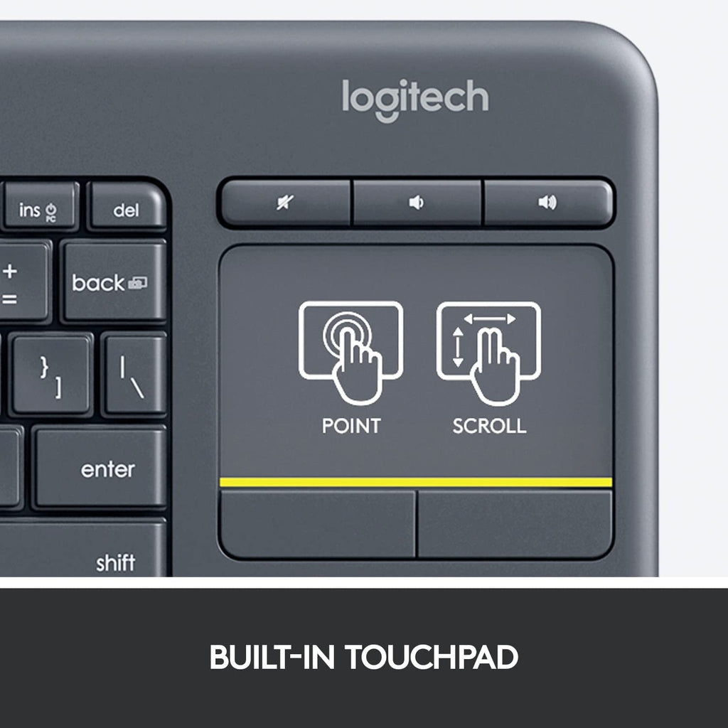 K400 Wireless Touch Keyboard w/Easy Media Control & Built-In Touchpad