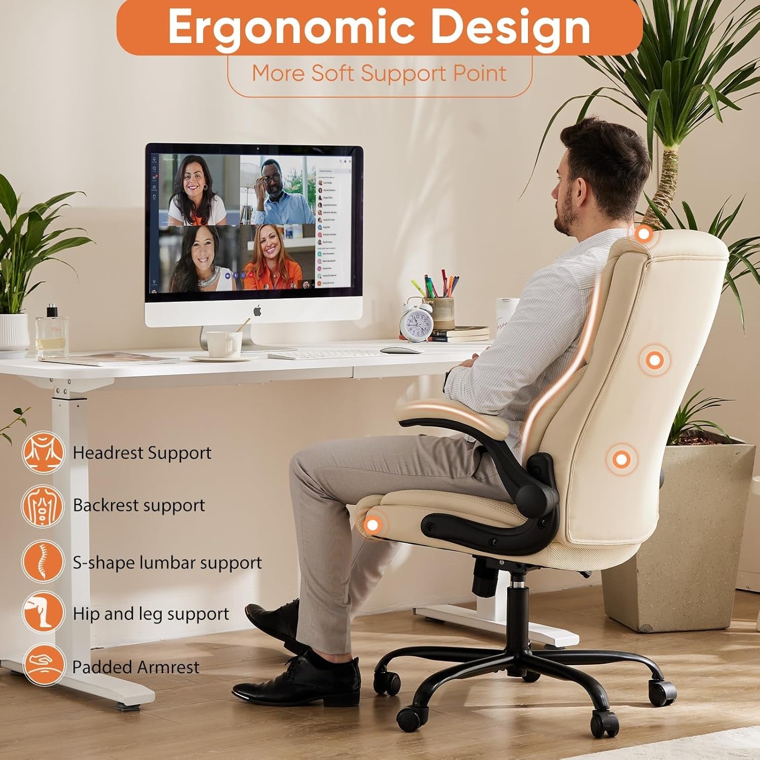 Ergonomic High-Back Leather Heavy Duty Chair