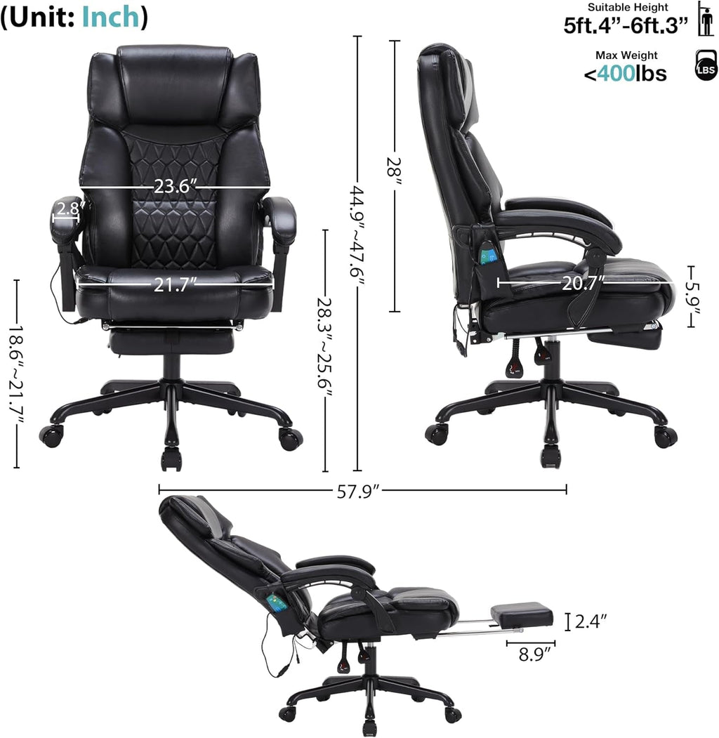 6-Point Massage Chair w/Footrest, Vibration & Heat