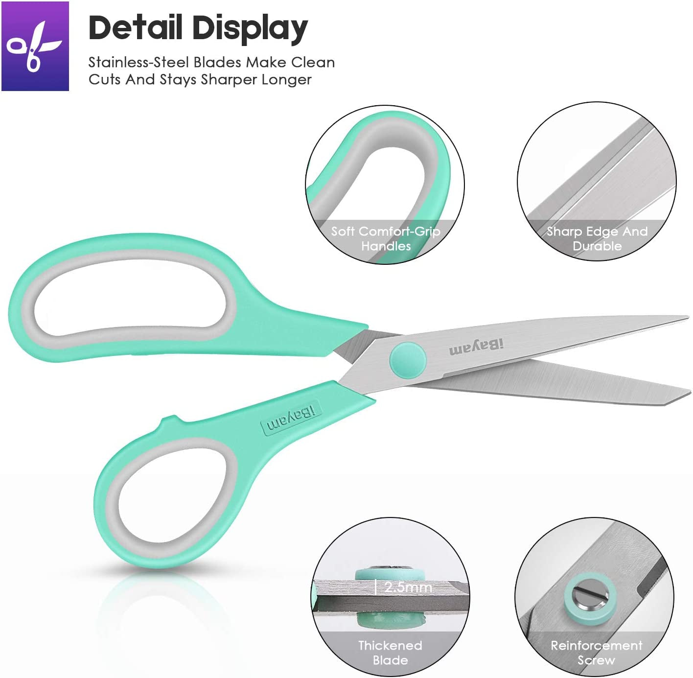 Ultra-Sharp 8" All Purpose Scissors (3-Pack)