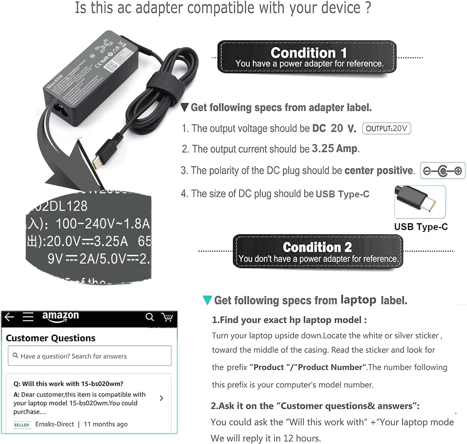 65W USB-C Laptop Charger Replacement for Lenovo