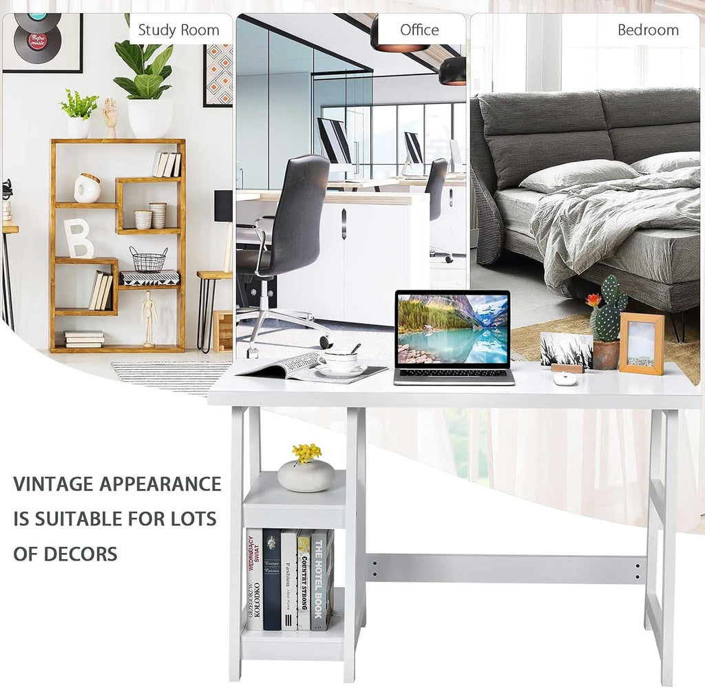 Modern Trestle Desk with Shelves