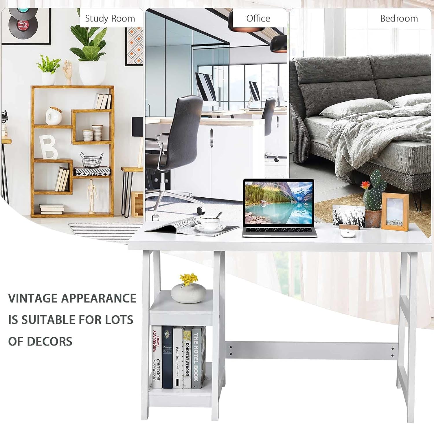 Modern Trestle Desk with Shelves