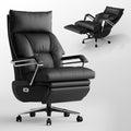 Dual Motor Electric Executive Office Chair with Foot Rest, Comfortable Reclining Office Chair Wide Seat, Big and Tall Ergonomic Leather Home Office Desk Chair 420Lbs, High Back (Black)
