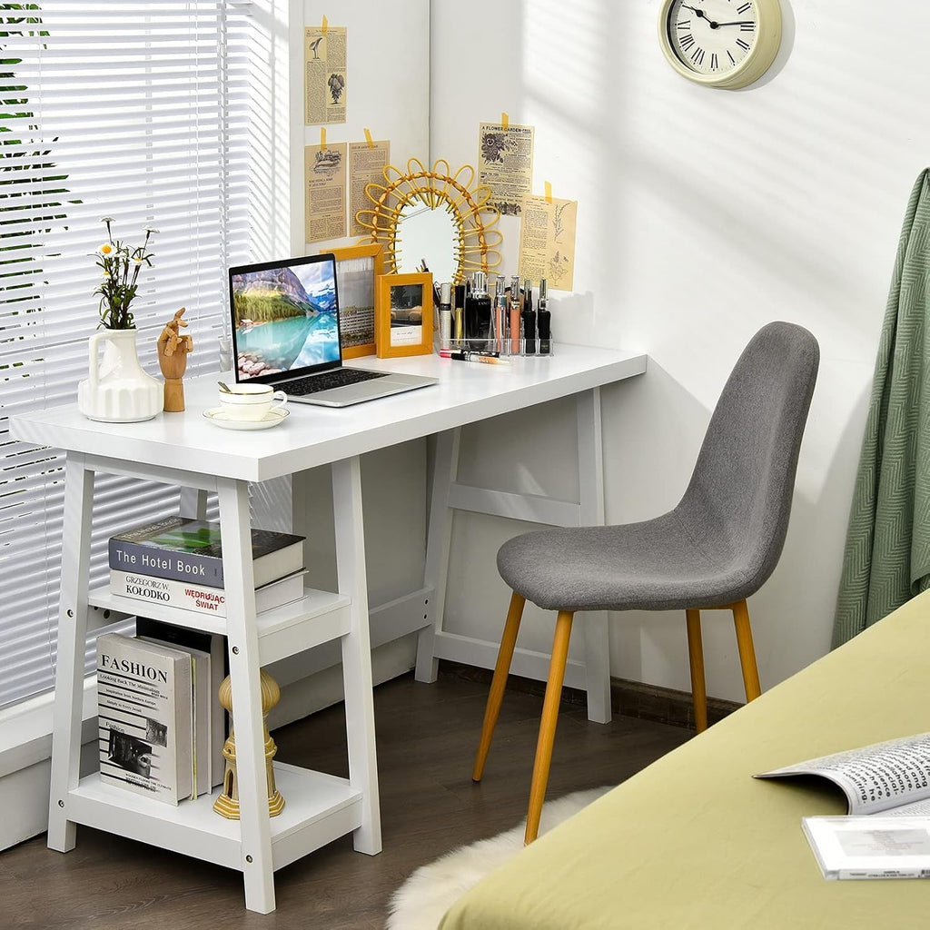 Modern Trestle Desk with Shelves