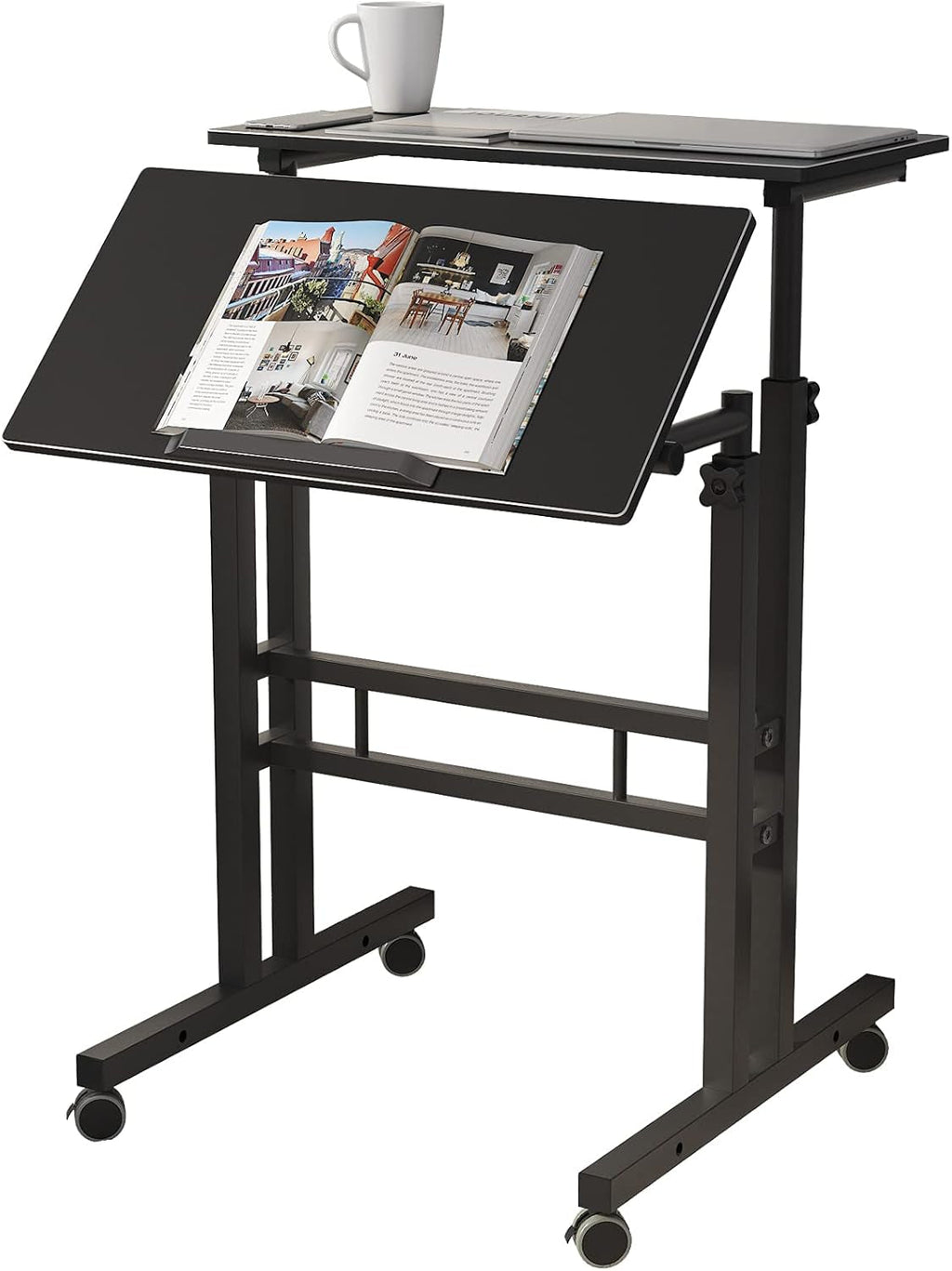 Adjustable Mobile Sit & Stand Desk Workstation