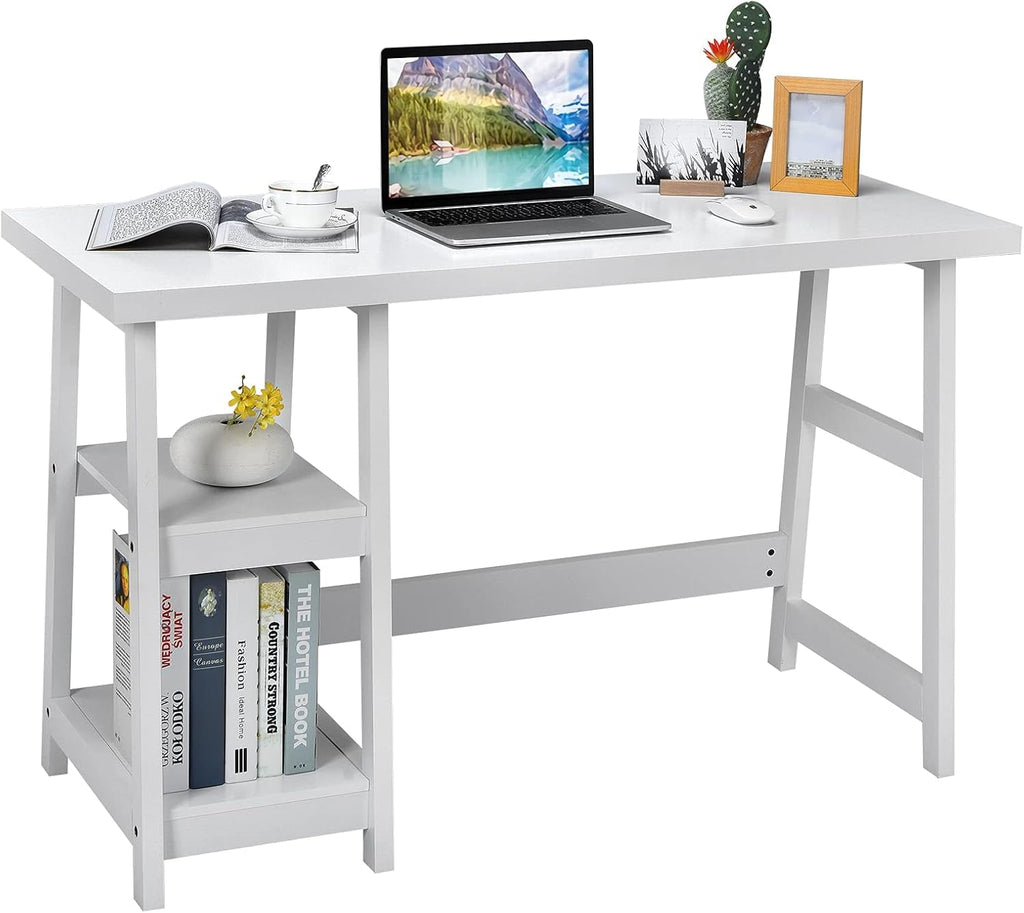 Modern Trestle Desk with Shelves