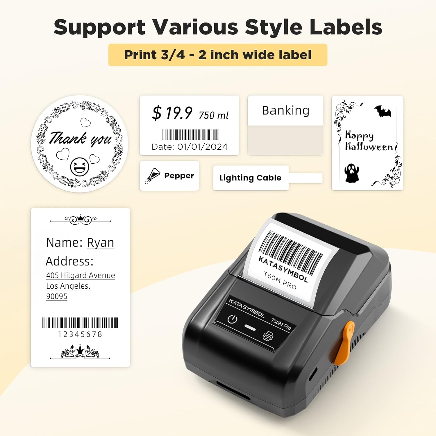 T50M Pro Bluetooth Label Maker Machine with Tape