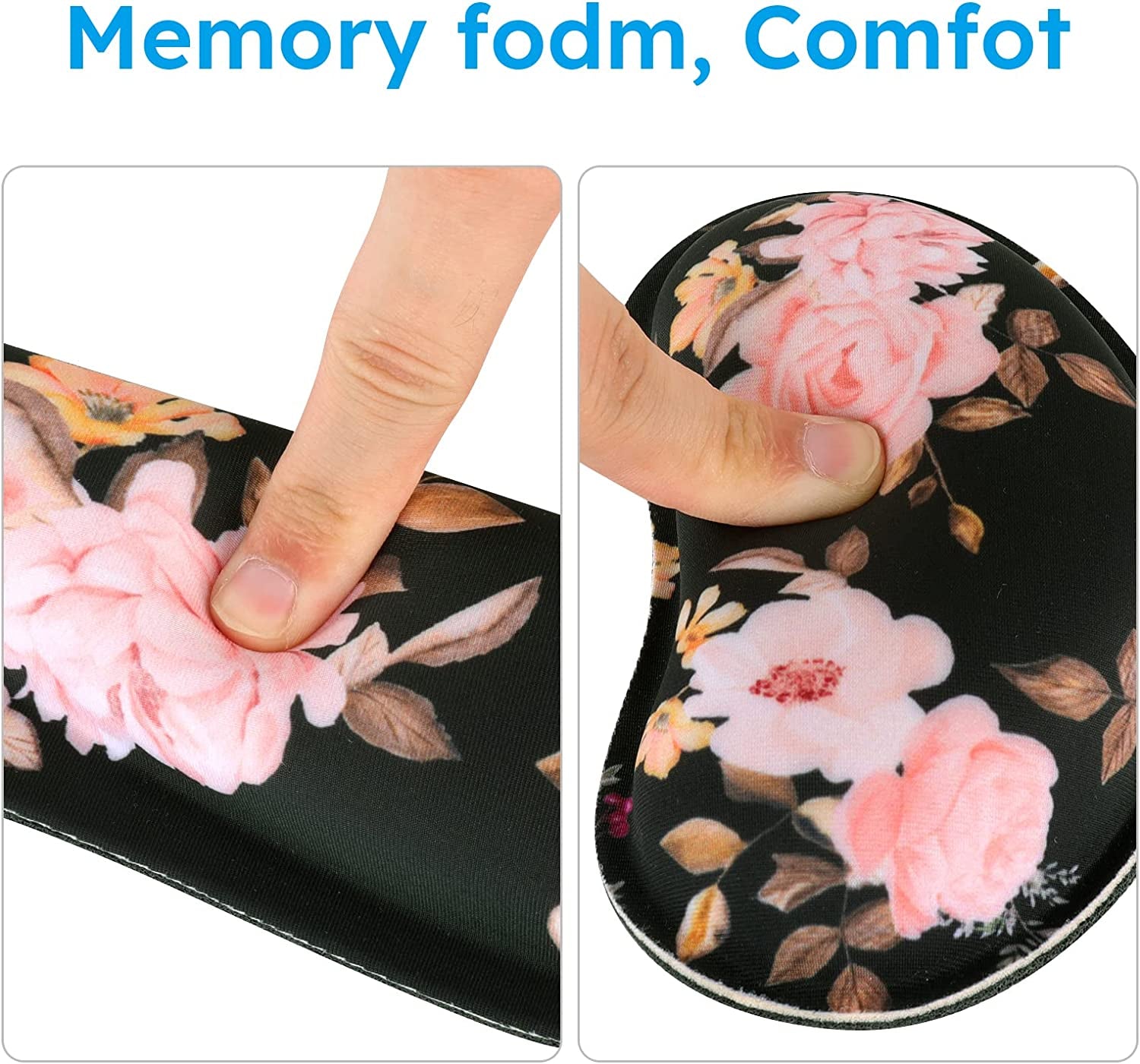 Memory Foam Extended Mouse Pad + Keyboard Wrist Rest